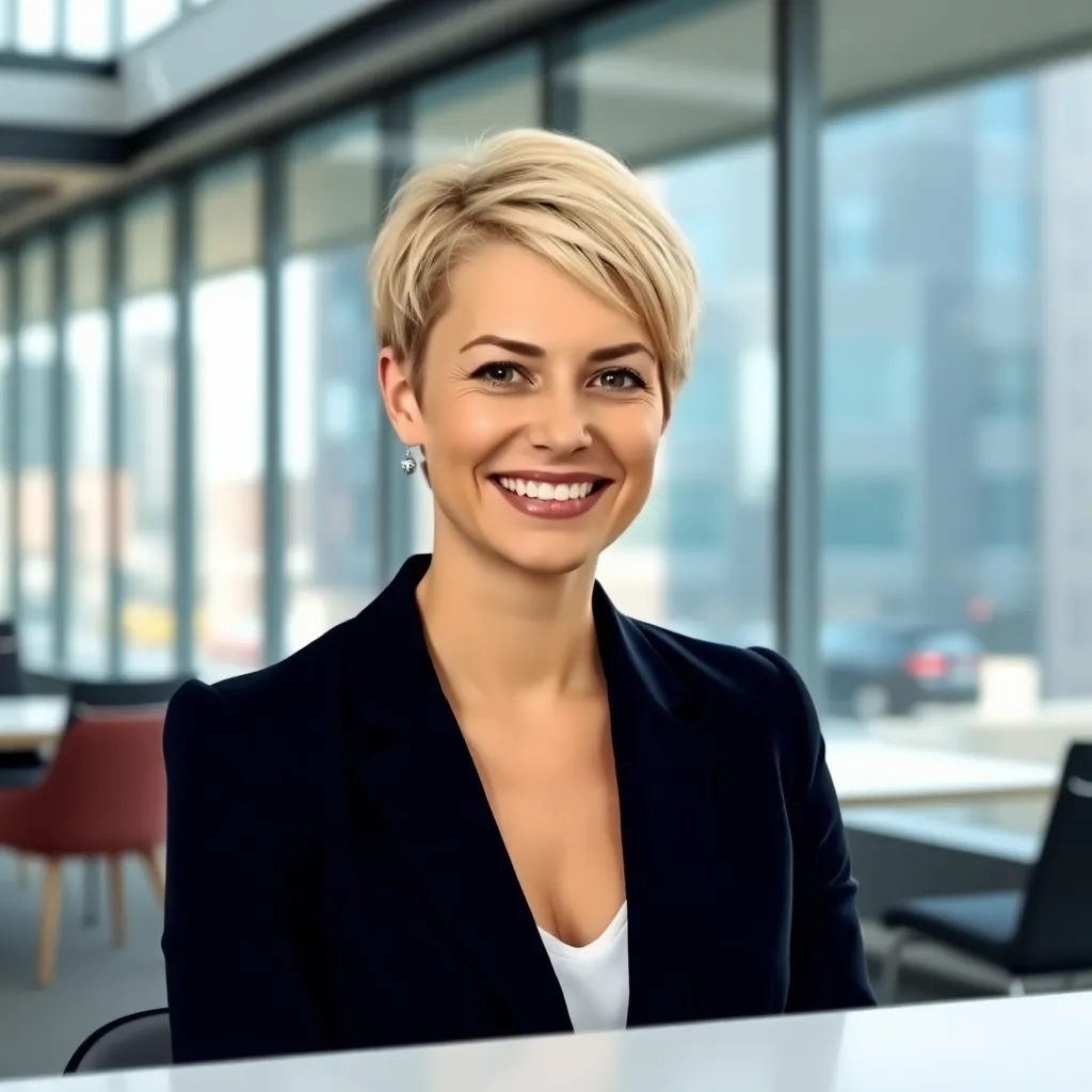 Nederlandse vrouwelijke tech ondernemer met kort blond haar