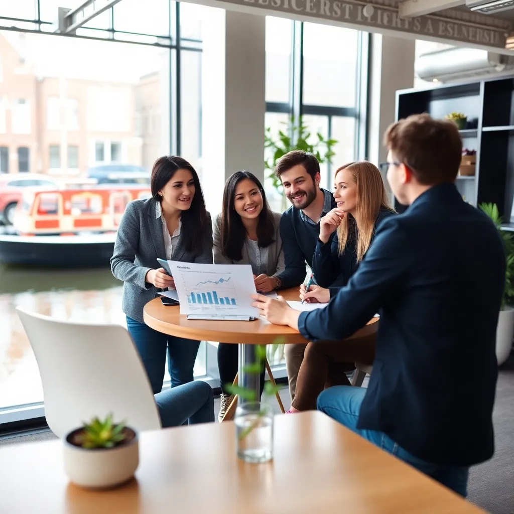 Diverse startup team in vergadering bespreekt groeistrategie